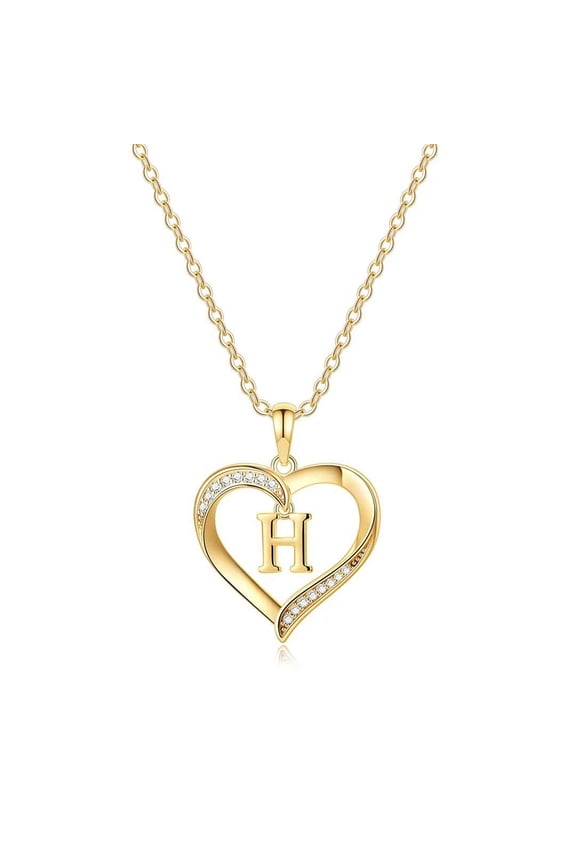 Personalized Wedding Gifts for Brides Maid Proposal Maid Of Honor 14K Gold Plated Dainty CZ Heart Pendant Necklace Valentine's Day Gifts for Women Initial a-z Jewelry Trend
