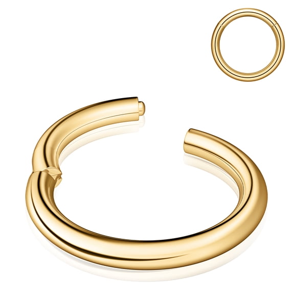 Turandoss Professional Grade 14K Gold Plated Nose Ring for Women 9mm Surgical Steel Hinged Hoop Hypoallergenic Conch Piercing Jewelry for Women