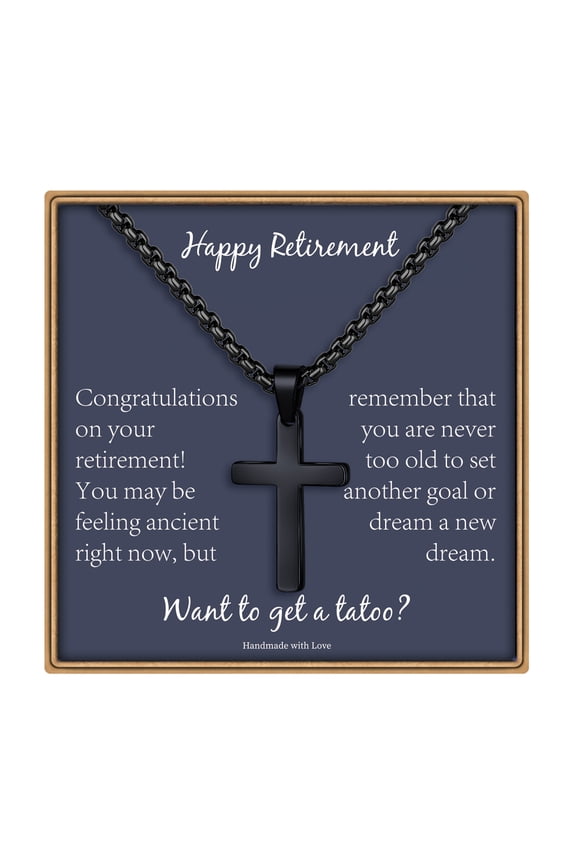 Retirement Gifts for Men Stainless Steel Black Cross Necklace for Men Retirement Gifts for Him Stainless Steel Black Cross Necklace Retirement Gifts for Men