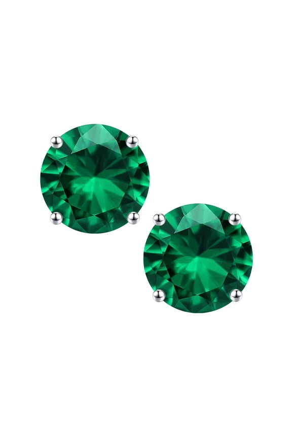 S925 Sterling Silver Birthstone Earrings for Women 0.8Ct Lab Grown Emerald Hypoallergenic Stud Personalized May Birthday Jewelry Gifts for Women Girls