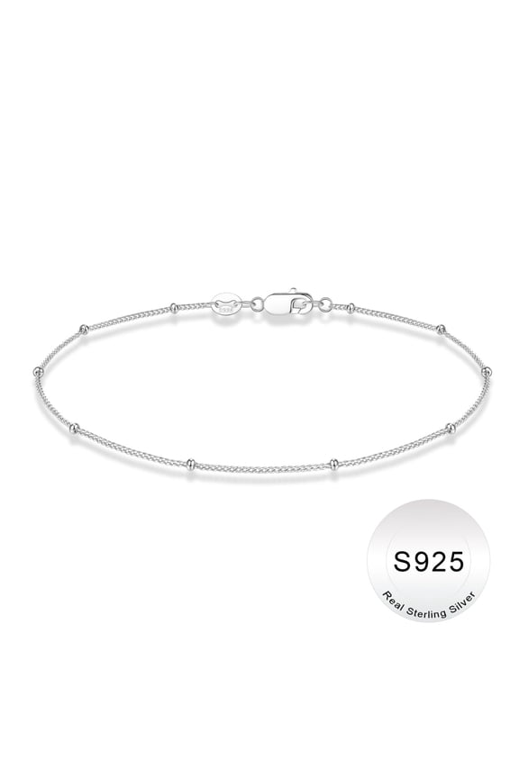 S925 Sterling Silver Bracelet for Women Solid 14K Gold Plated Satellite Bead Chain Bracelets 6.5/7/7.5/8/8.5/9 inches Trendy Jewelry Valentine's Day Birthday Gifts for Women