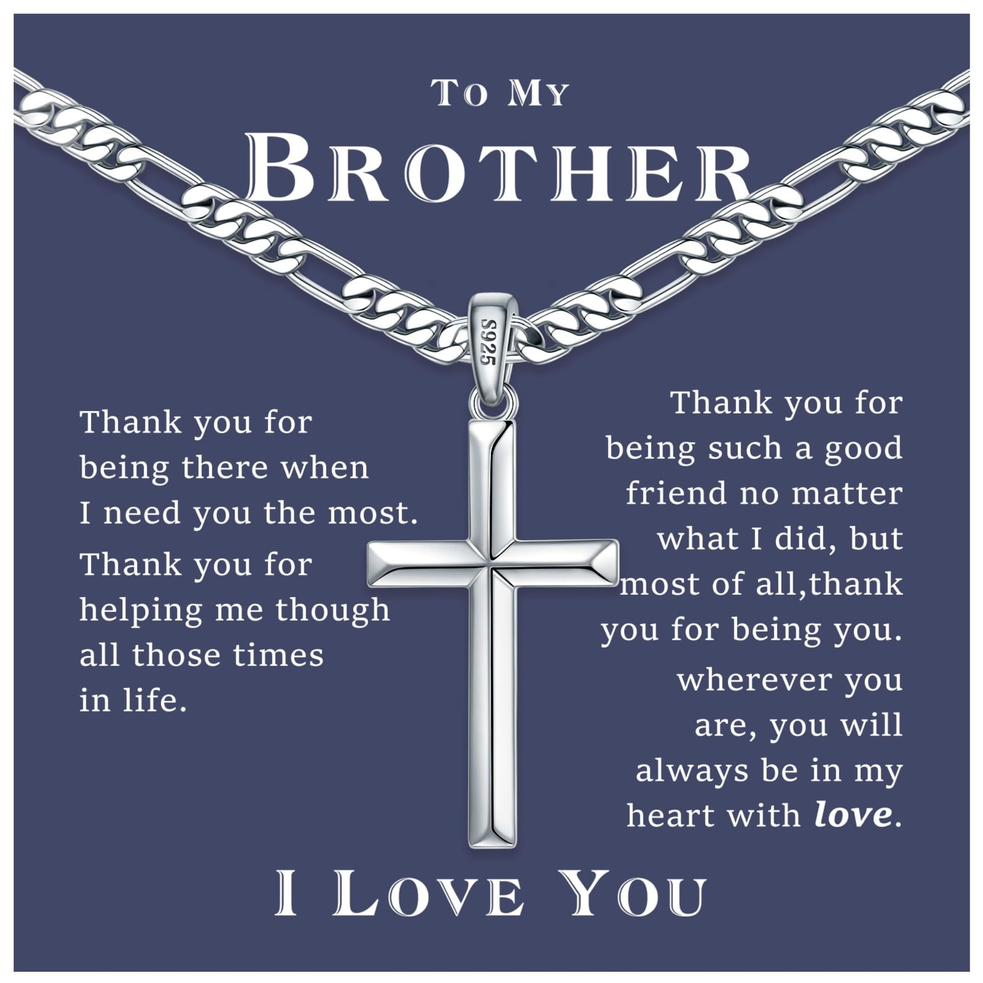 Turandoss S925 Sterling Silver Cross Necklace for Men 18K Silver Plated 22 inch Diamond Cut Chain Mens Jewelry Christian Religious Anniversary Birthday Gifts for Men Brother