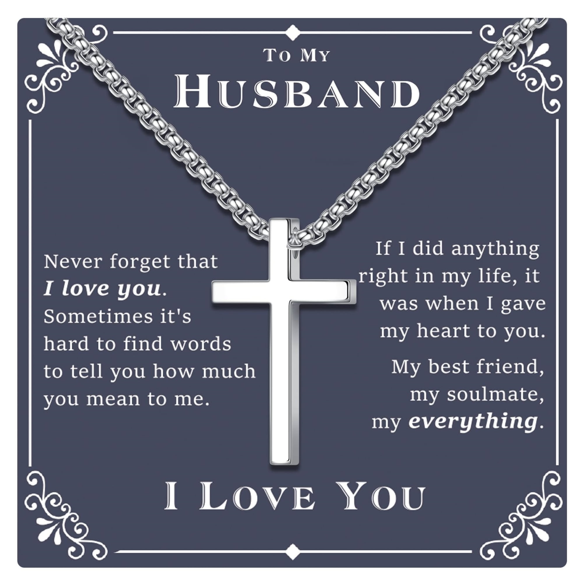 Turandoss S925 Sterling Silver Cross Necklace for Men 18K Silver Plated 22 inch Diamond Cut Chain Mens Jewelry Christian Religious Valentines Day Birthday Gifts for Men Boys Husband