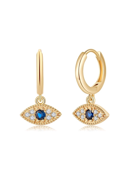 S925 Sterling Silver Post Huggie Hoop Earrings, 14K Gold Plated Dangle Small Hoop Cuff Earring Hypoallergenic Dainty Cubic Zirconia Snake Ball Spike Evil Eye Moon Star Huggie Hoop Jewelry