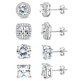 thumbnail image 1 of Turandoss 4 Pairs 18K White Gold Plated Halo Stud Earrings for Women Men Sensitive Ears Round CZ Hypoallergenic Non Tarnish Fashion Accessories Jewelry Birthday Gifts for Mom Her Him Teen Wife Adult, 1 of 6