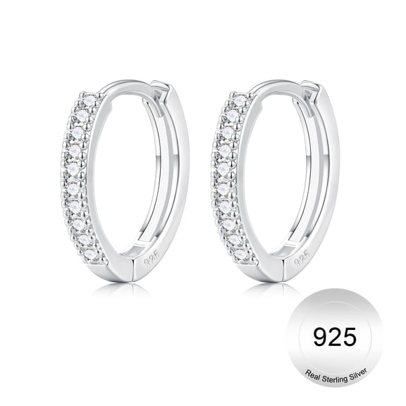 Turandoss S925 Sterling Silver Thick Huggie Hoop Earrings for Women Hypoallergenic Dainty CZ Jewelry Easter Birthday Gifts for Her Wife Girlfriend