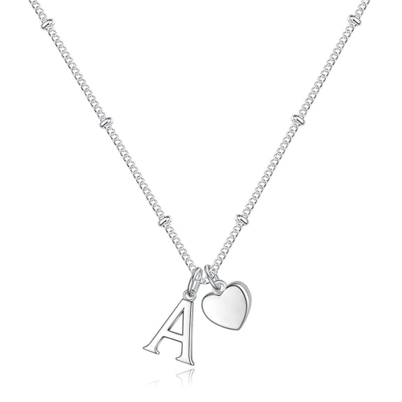 Turandoss Silver Plated Dainty Heart Chain Necklaces for Women Girls Simple Pendant Charm Initial Tiny Jewelry Teacher Appreciation Mothers Day Graduation Gifts for Her Mom Kids Teen Girls Wife Ideas