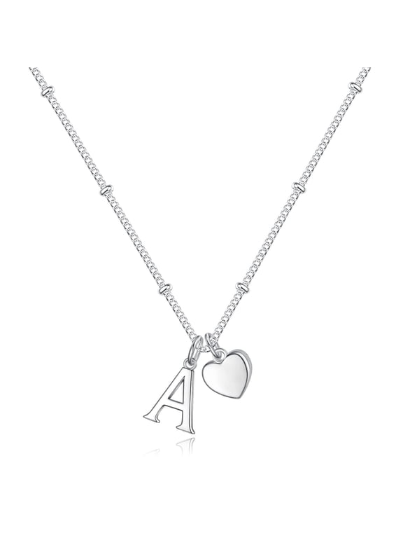 Silver Plated Dainty Heart Chain Necklaces for Women Girls Simple Pendant Charm Initial Tiny Jewelry Teacher Appreciation Mothers Day Graduation Gifts for Her Mom Kids Teen Girls Wife Ideas
