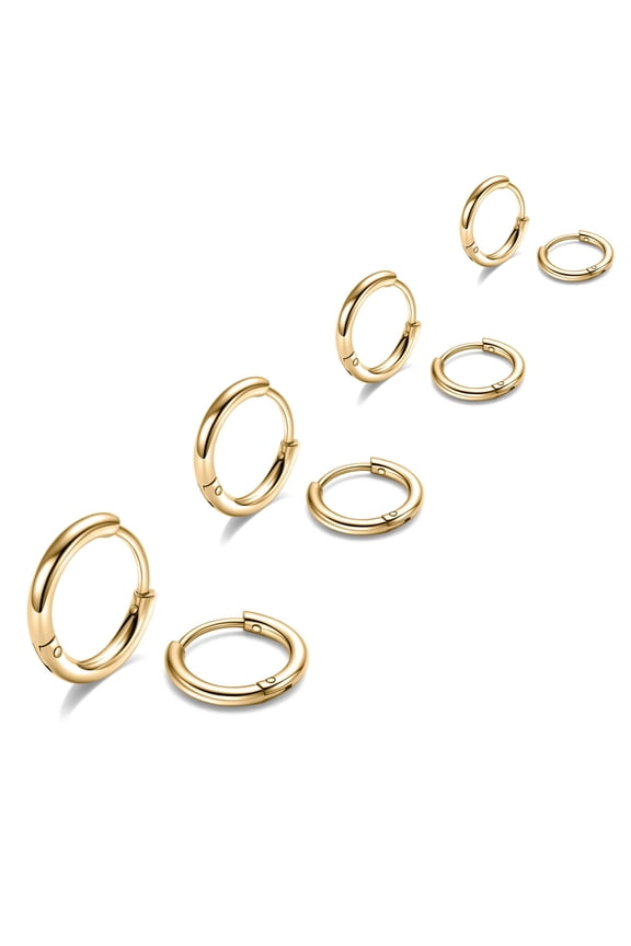 Small Hoop Huggie Earrings for Women Hypoallergenic 14K Gold Plated Surgical Steel Cartilage Nose Earring for Sensitive Ears Womens Jewelry Trendy Earring Sets Stack for Multiple Piercing