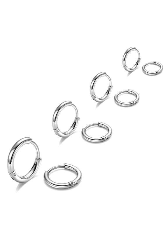 Small Silver Hoop Huggie Earrings for Women Men Hypoallergenic Surgical Stainless Steel Cartilage Earring for Sensitive Ears Womens Jewelry Trendy Earring Sets Stack for Multiple Piercing