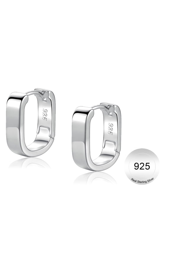 Solid 925 Sterling Silver Earrings for Women Dainty Small Chunky Thick Huggie Hoop Earrings Hypoallergenic Jewelry Gifts for Women Teen Girls Trendy