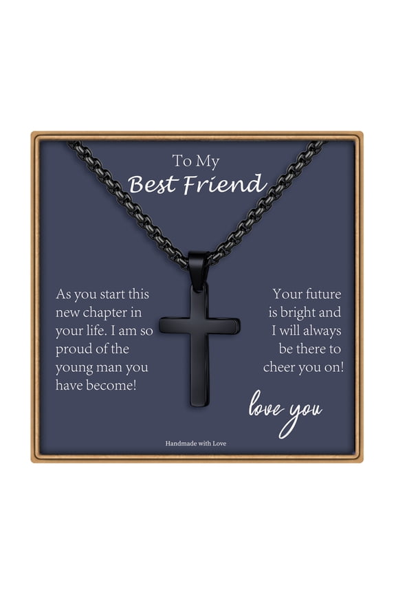 Stainless Steel Black Cross Necklace for MenBest Friend Jewelry Birthday Anniversary Valentines Valentines Day Birthday Gift