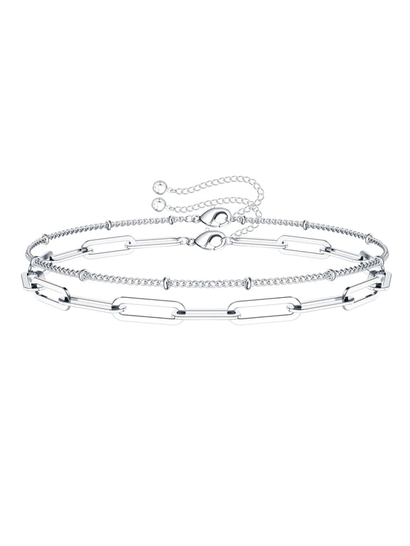 925 Sterling Silver Bracelets for Women Dainty Paperclip Bracelet Handmade Layering Oval Chain Teacher Appreciation Mothers Day Graduation Gifts for Her Mom Kids Teen Girls Wife Ideas