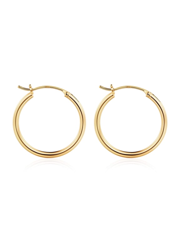 Thick Gold Plated Chunky Small Hollow Tube Hoops Earrings for Women Hypoallergenic Lightweight Jewelry Birthday Gift for Women 13/15/20/25/30/40mm