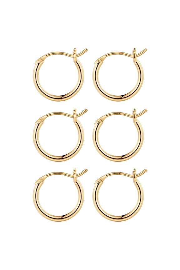 Thick White/Gold Plated Chunky Large Hollow Tube Hoops Earrings for Women Hypoallergenic Lightweight Jewelry Birthday Gift for Women 13/15/20/25/30/40mm