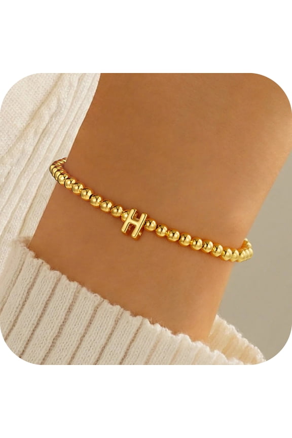 4 5 6 7 8 9 10 11 12 13 14 15 16 Year Old Birthday Gifts for Tween Teen Teenage Girl Gift Idea Dainty Beaded Initial Bracelet for Girls Women Cute Bubble Letter A-Z