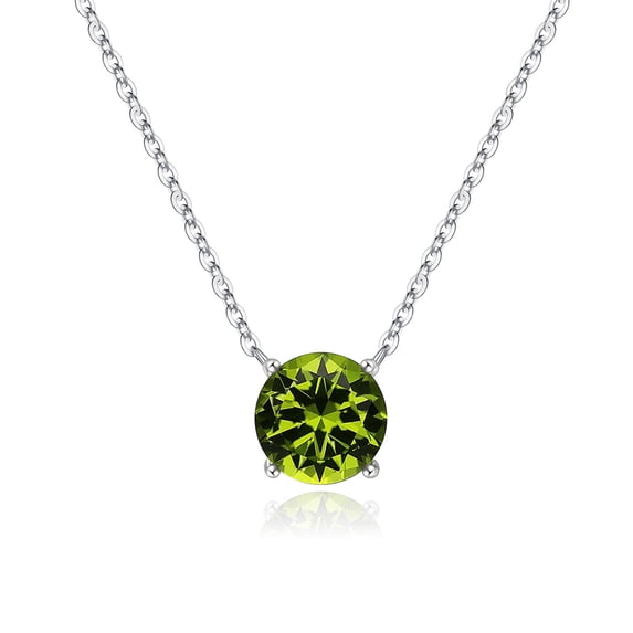 Turandoss Valentines Day Gifts for Her Peridot Pendant Necklace for Women S925 Sterling Silver Personalized 2CT Round Birthstone Jewelry August Birthstone Birthday Gifts for Women Girls