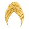 thumbnail image 1 of Turban 2 Layers Knot Muslim Hijab Stylish Spiral Cover Beanie Wide Head Wrap Fashion Caps Bonnet Styling Accessories Yellow, 1 of 7