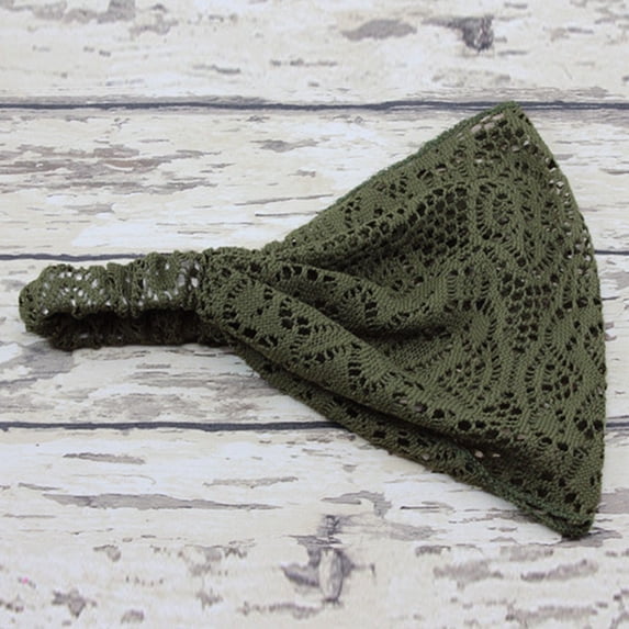 Turban Bandanas Girl Fashion Hairband Head Stretchy Lace Wide Headband, Green