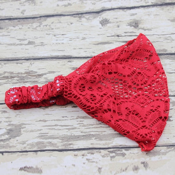 Turban Bandanas Girl Fashion Hairband Head Stretchy Lace Wide Headband, Red