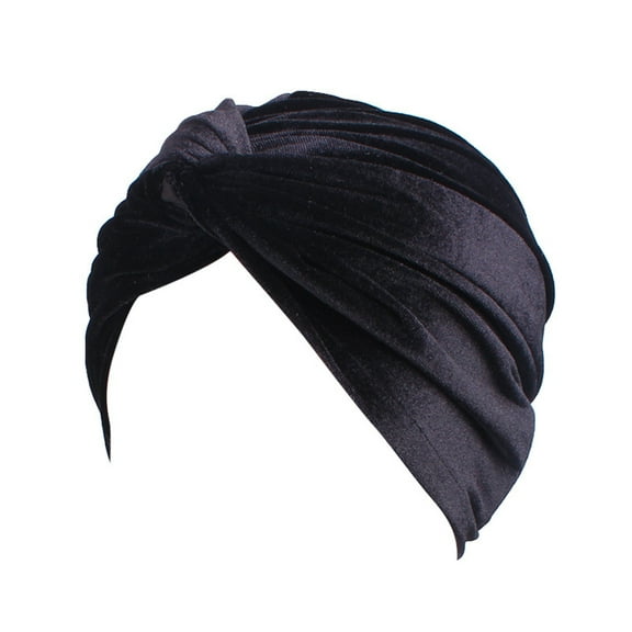 Turban Cap Solid Color Cross Shape Lady Stretchy No Brim Indian Turban Hat for Spring Autumn Winter