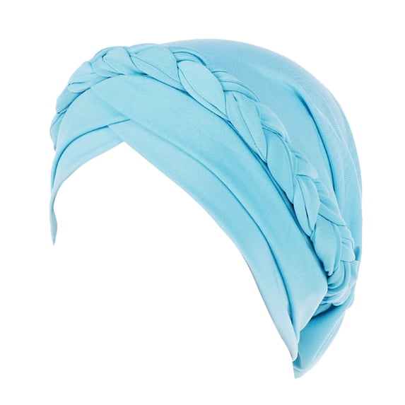 Turban Caps for Women Braid Hair Cover Wrap Hat African Beanie Twist Headscarf Chemo Cancer Cap Pre-Tied Twisted Braid Headwraps for Women Turban Caps for Women Sky blue One Size