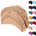 thumbnail image 1 of Turban for Black Women African Cap Head Wraps Beaded Headscarf Beanie Wrap Khaki One Size, 1 of 3