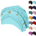 thumbnail image 1 of Turban for Black Women African Cap Head Wraps Beaded Headscarf Beanie Wrap Light Blue One Size, 1 of 3
