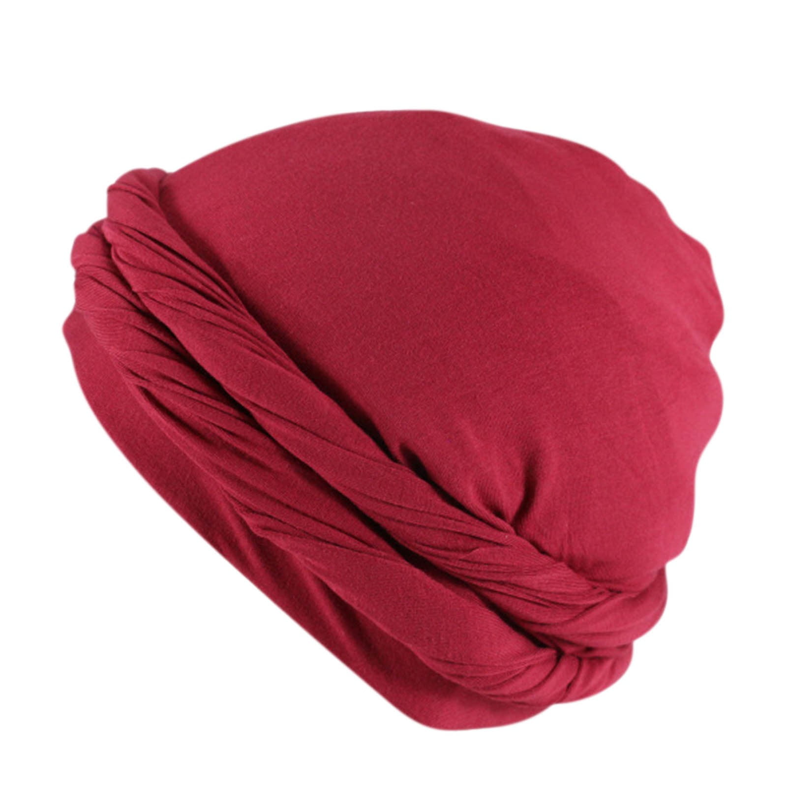 5Pcs Women Turban Hat Stretchy Head Wrap Band Chemo Hat Bandana Pleated Cap  Head Cover Hats