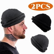 Turban for Men Satin Head Scarf Headwrap Vintage Twist for Men Stretch Modal and Satin Turban Scarf Tie for Hair 2 Pcs