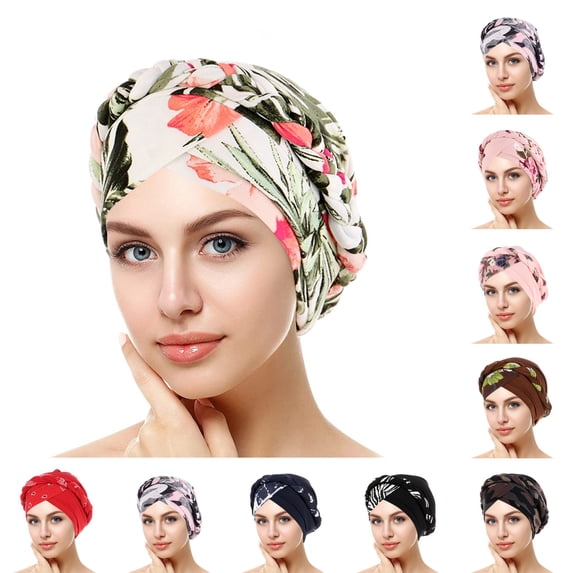 Turbans Head Wrap for Women Chemo Head Wraps Stretch Soft Pre Tied Knot Fashion Head Covering Turban Headwear Cap Navy One Size