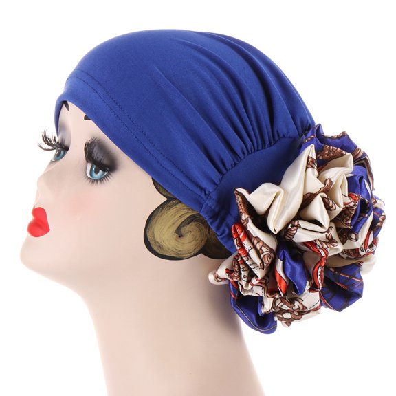 Turbans Leopard Cloth Flower Head Wraps Soft Head Scarf Flower Knot Pre-Tied Bonnet Beanie Cap for Women