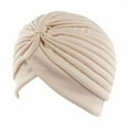 thumbnail image 1 of Turbans for Women, Audhol 1 Stretch Turbans Pleated Headwraps Assorted Colors Head Hair Covers Solid Head Coverings for Women Girls Sleeping Head Accessories Chemo Headwear for Women Beige One Size, 1 of 4