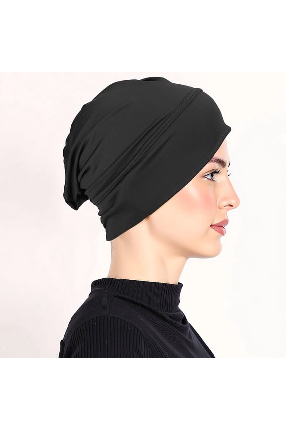Turbans for Women, 4 Pack Soft Stretch Chemo Headwear, Adjustable Pre-Tied Head Wraps Skull Caps for Hair Loss Cancer Patients