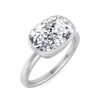 Turbie - Moissanite Elongated Cushion Cut East West Lab Diamond Bezel Engagement Ring