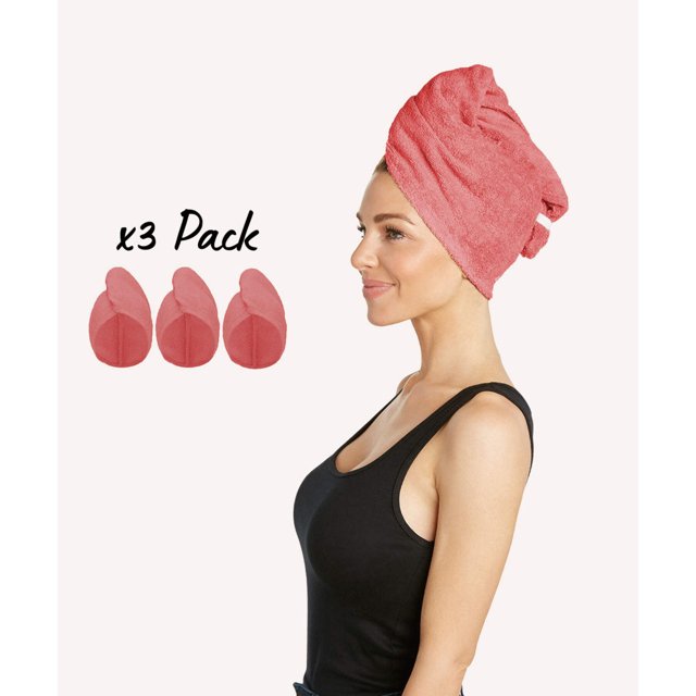 Turbie Twist 100 Cotton Hair Towel Wrap 3 Pack for Women, Men