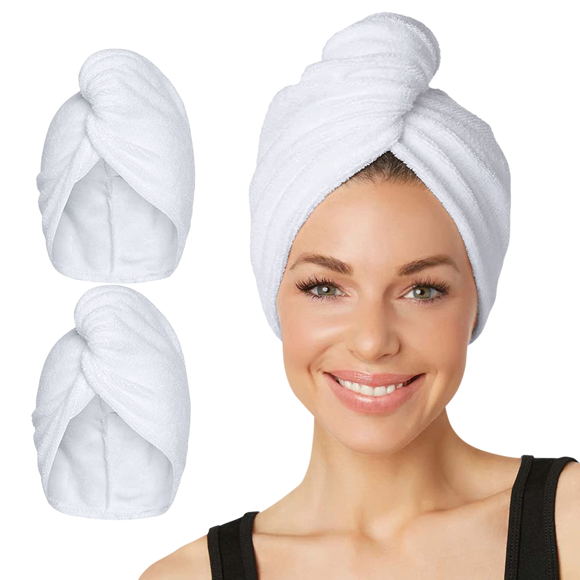 Turbie Twist 2 Pack Microfiber Hair Towel - White, White