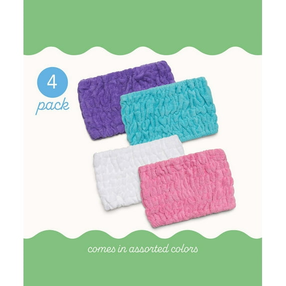Turbie Band® Four Pack - Extra Wide Headband for Spa, Makeup, and Face Wash