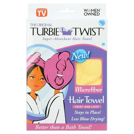 Turbie Twist Microfiber Hair Towel Wrap - 1 Pack - For Women, Men & Kids - Travel & Bathroom Essential - Quick Dry Hair Turban for Curly, Long & Thick Hair (Assorted Colors)