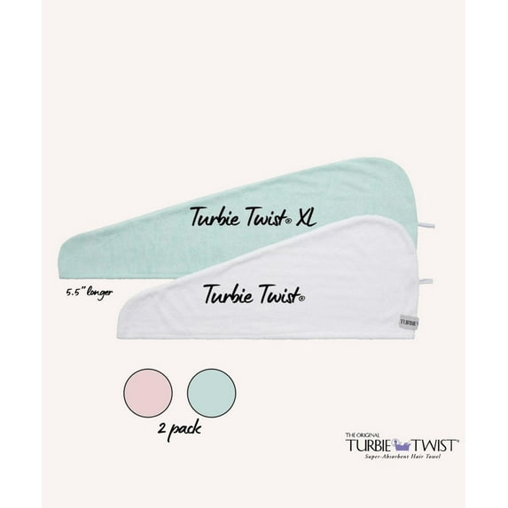 Turbie Twist Microfiber Hair Towel Wrap - 2 Pack - For Women, Men & Kids - Travel & Bathroom Essential - Quick Dry Hair Turban for Curly, Long & Thick Hair (Dark Pink, Light Pink)