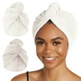 thumbnail image 1 of Turbie Twist Microfiber Hair Towel Wrap for Women and Men | 2 Pack | Bathroom Essential Accessories | Quick Dry Hair Turban for Drying Curly, Long & Thick Hair - Antique White & Moonbeam, 1 of 7