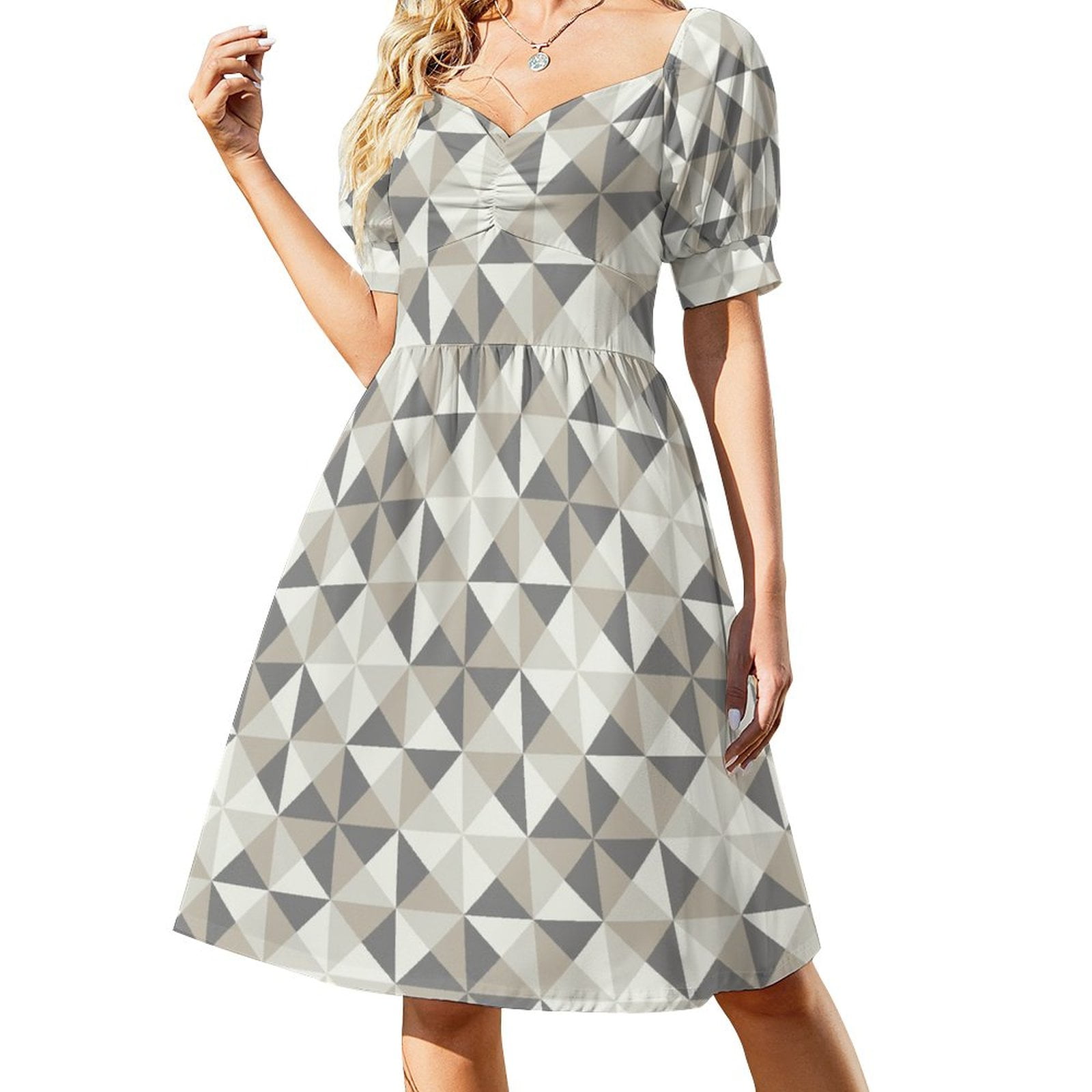 Turbiini Abstract Mono Triangular Geometric Pattern Sleeveless Dress ...