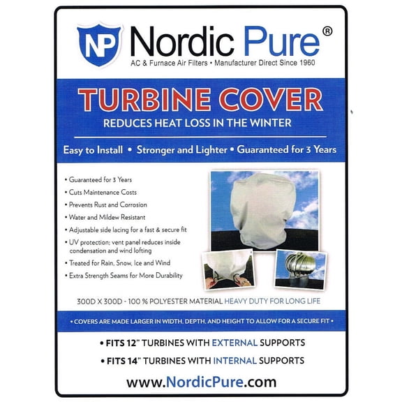 Turbine Cover Fits 12" to 14" Pack of 1 by Nordic Pure
