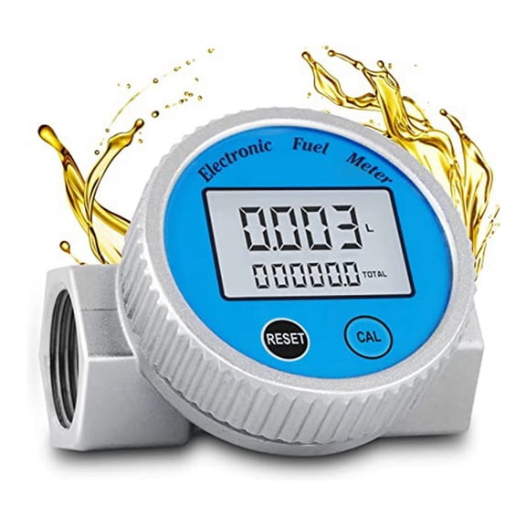 Turbine Meter Waterproof Digital Flowmeter 2.37-26.41GPM for Water DieselFuel MethanolKerosene Oil (1In NPT)
