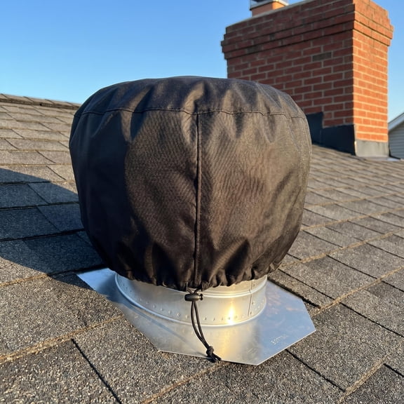 Turbine Vent Cover, 11.8" x 17.3" 210D Oxford Cloth Black Waterproof Windproof, Heavy Duty Whirlybird Roof Vent Protector for Outdoor Turbine Roof Ventilator Chimney Cover