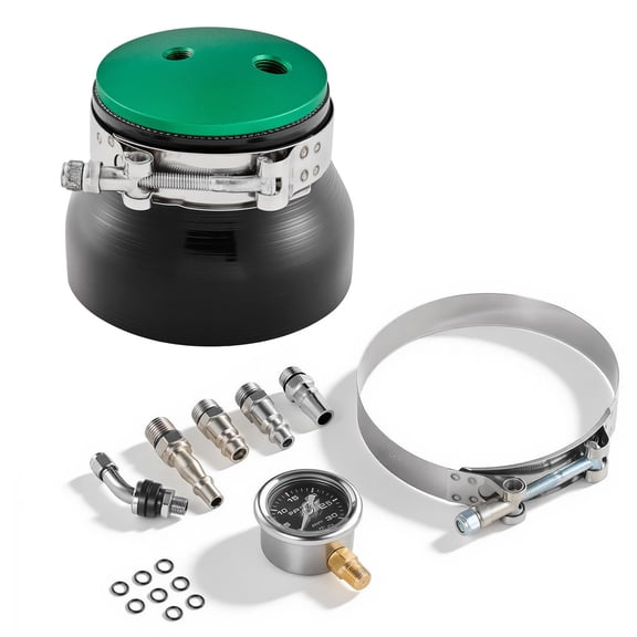 Turbo Boost Leak Tester 4", 3" 6061 Aluminum End Cap, 0-30 PSI Adapter Gauge Range, Check Test Intake Charge Pipe Pressure Leaks