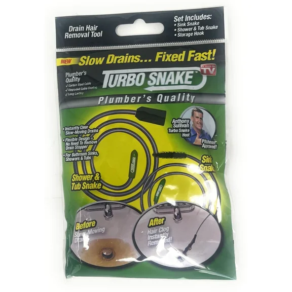 Turbo Cleaner Sink Snake Dredger Unclog Drain Hair Shower &Tub Removal Tool+Hook