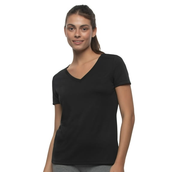 Turbo Dry V-Neck Short Sleeve Tee (Black, Small)