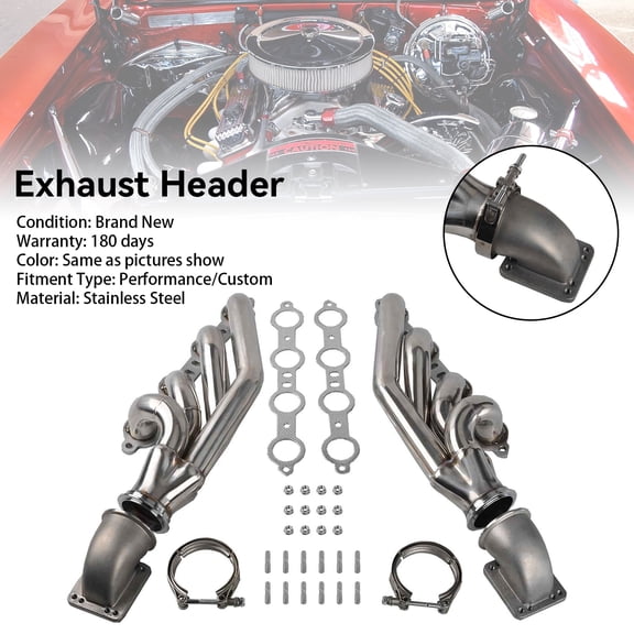 Turbo Exhaust Manifold Header Fit for LS1 LS6 LSX V8 + Elbows T3 T4 to 3.0" V Band