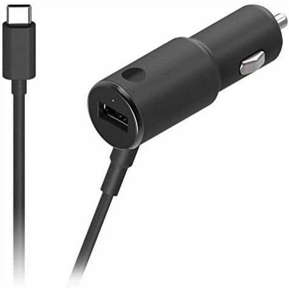 Turbo Fast 36W Car Charger Compatible with Microsoft Surface Go Plus EXTRA USB Port, Dual Power, Long USB-C, PD, Thunderbolt 3/4 Cable!